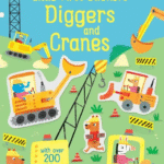 Carte cu stickere, LITTLE FIRST STICKERS DIGGERS AND CRANES, Usborne