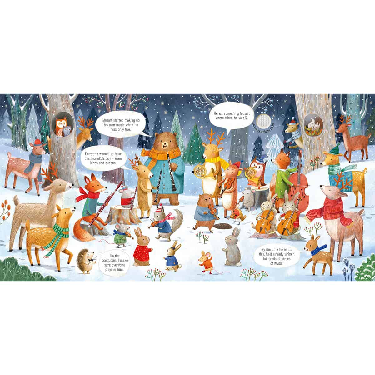 Carte muzicala, THE ANIMAL ORCHESTRA PLAYS MOZART, Usborne, + 6 luni - imagine 3