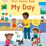 Carte cu stickere, FIRST STICKER BOOK MY DAY, Usborne, + 3 ani