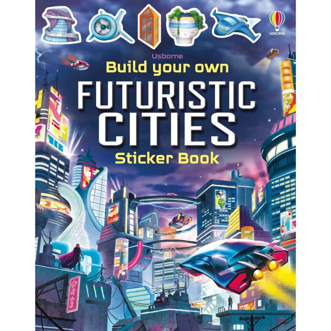 Carte-pentru-copii-Build-Your-Own-Future-Cities-1.jpg Carte cu stickere, BUILD YOUR OWN FUTURISTIC CITIES, Usborne, + 3 ani - imagine 1