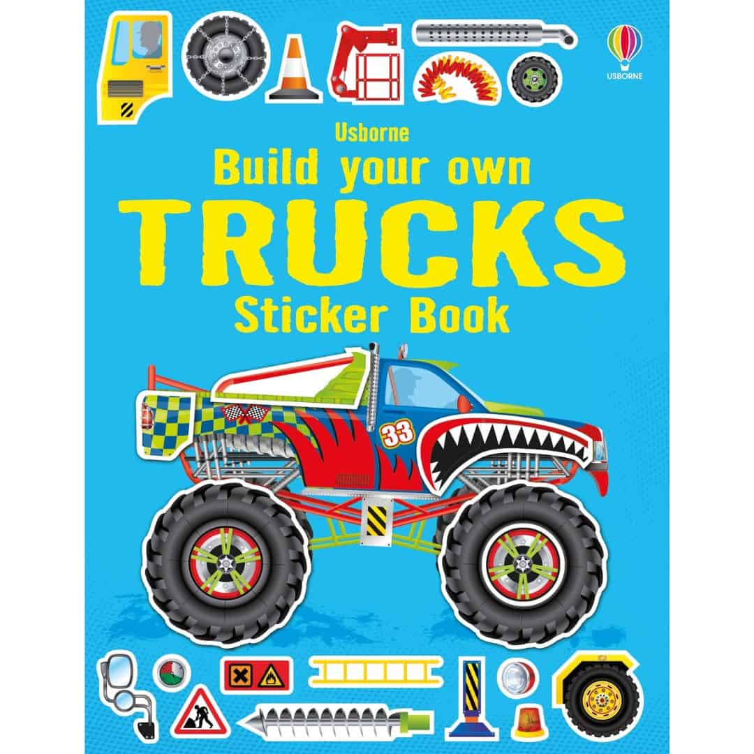 Carte-pentru-copii-Build-your-own-Trucks-Sticker-book-1.jpg Carte cu stickere, BUILD YOUR OWN TRUCKS STICKER, Usborne, + 3 ani - imagine 1
