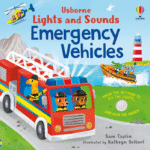 Carte cu luminite, LIGHTS AND SOUNDS EMERGENCY VEHICLES, Usborne, + 6 luni